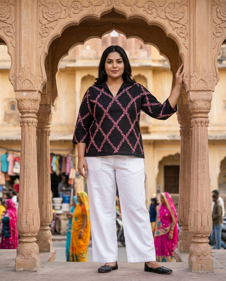 Black rayon Chikankari Short kurta