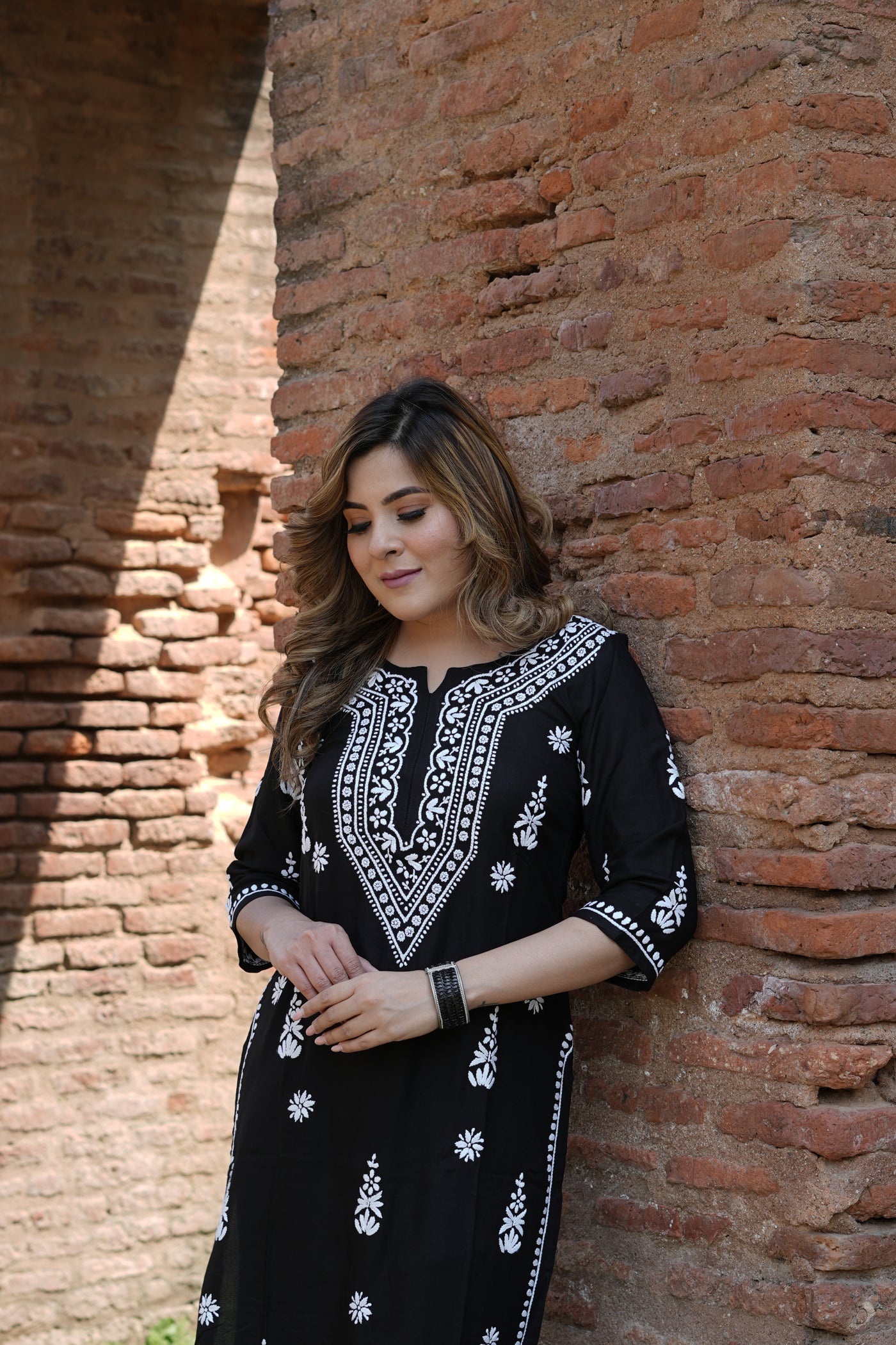 Black Rayon Chikankari Set