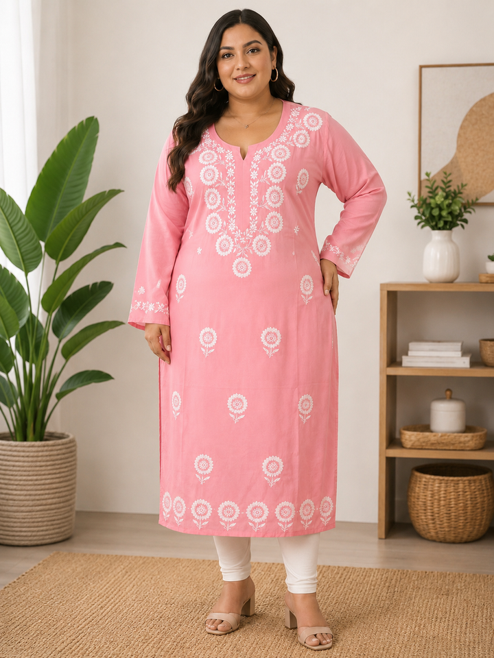 Peach modal Chikankari Kurta