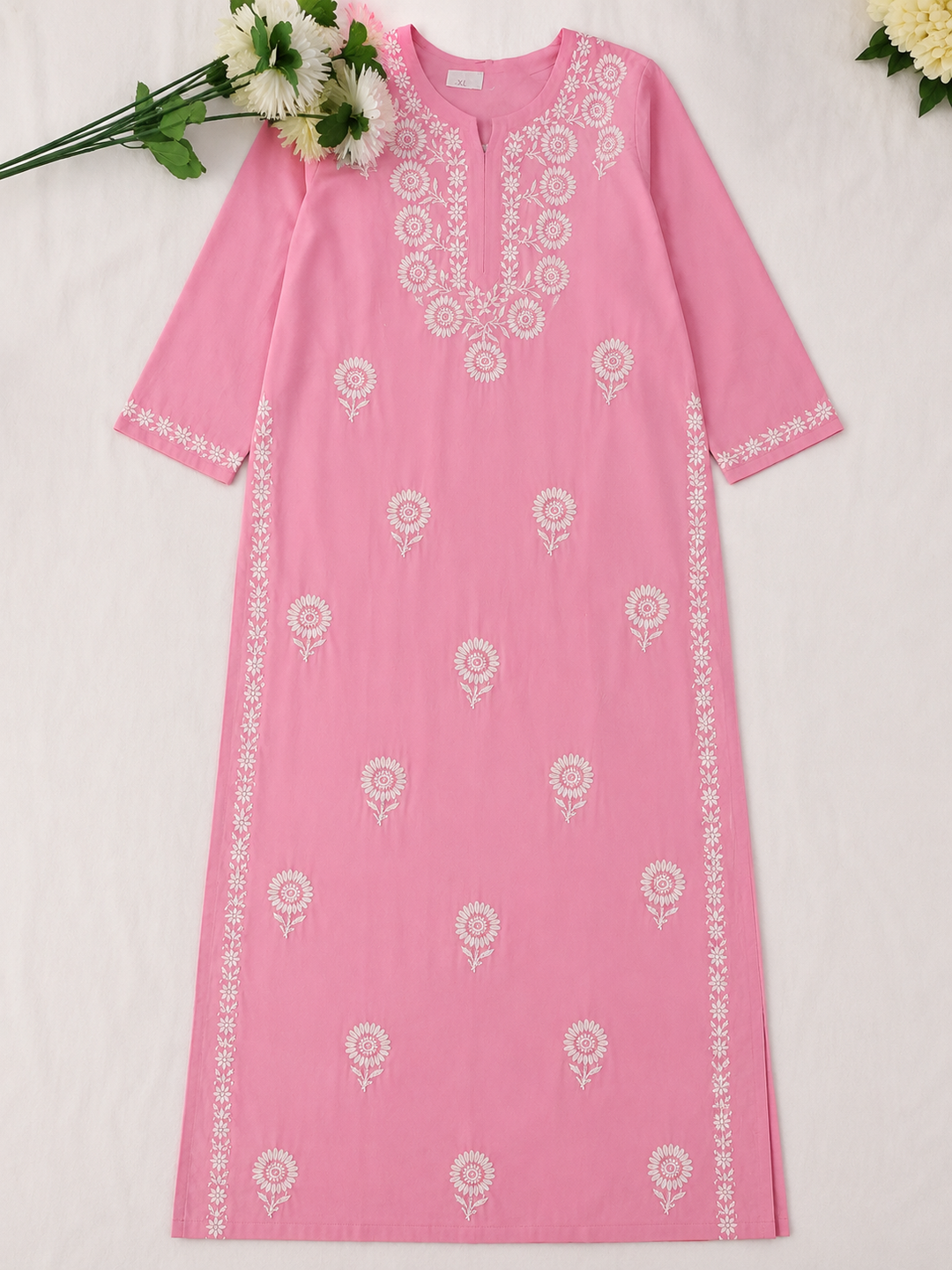 Peach modal Chikankari Kurta