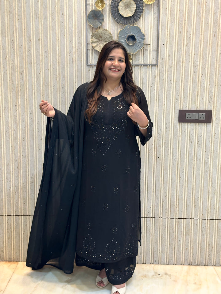 Black Chikankari Georgette Suit Set