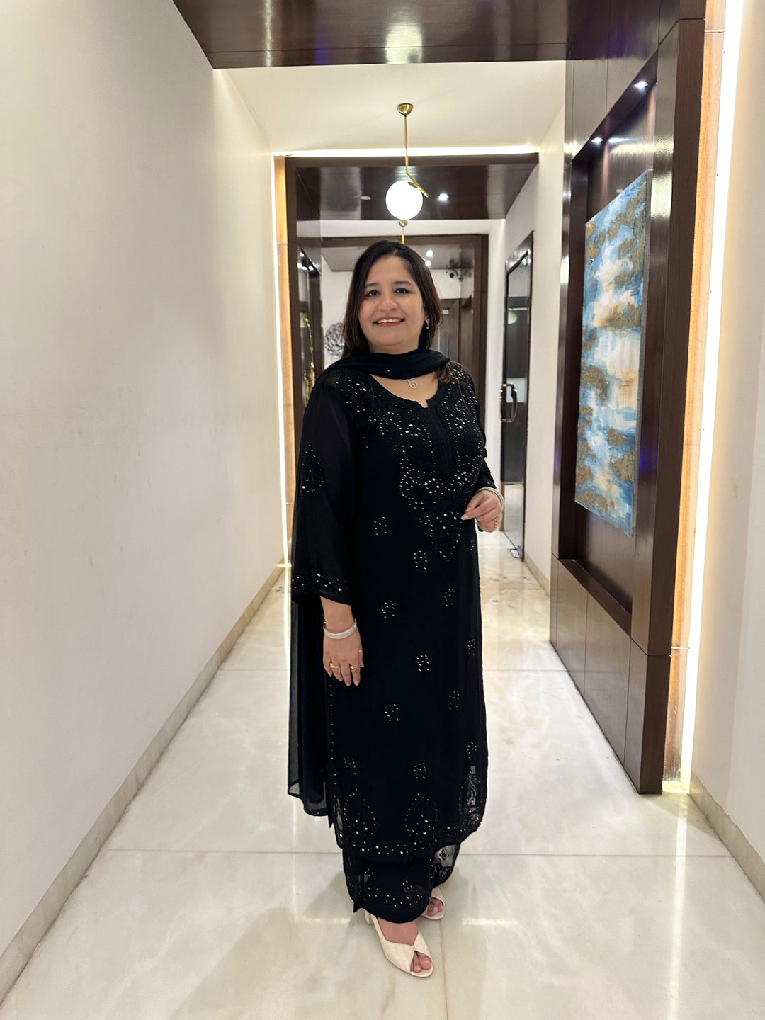 Black Chikankari Georgette Suit Set