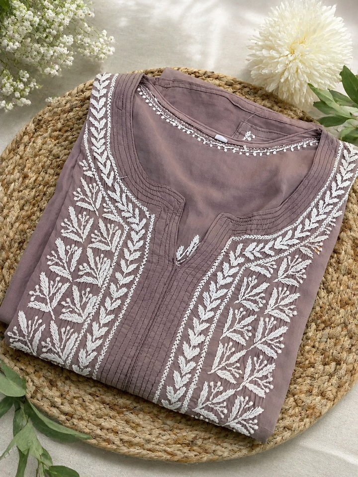 Light brown modal Chikankari kurta