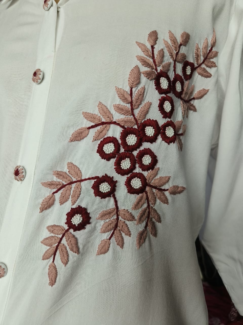 White rayon Chikankari short kurta