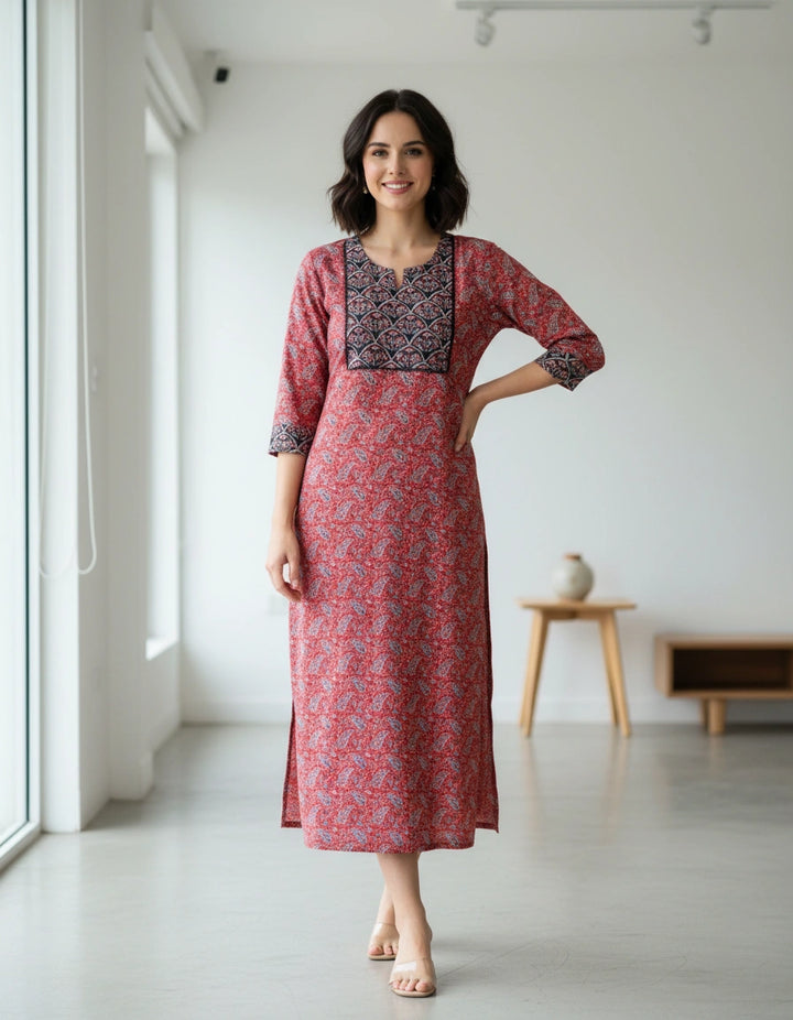 Maroon our Black Printed Cotton Set