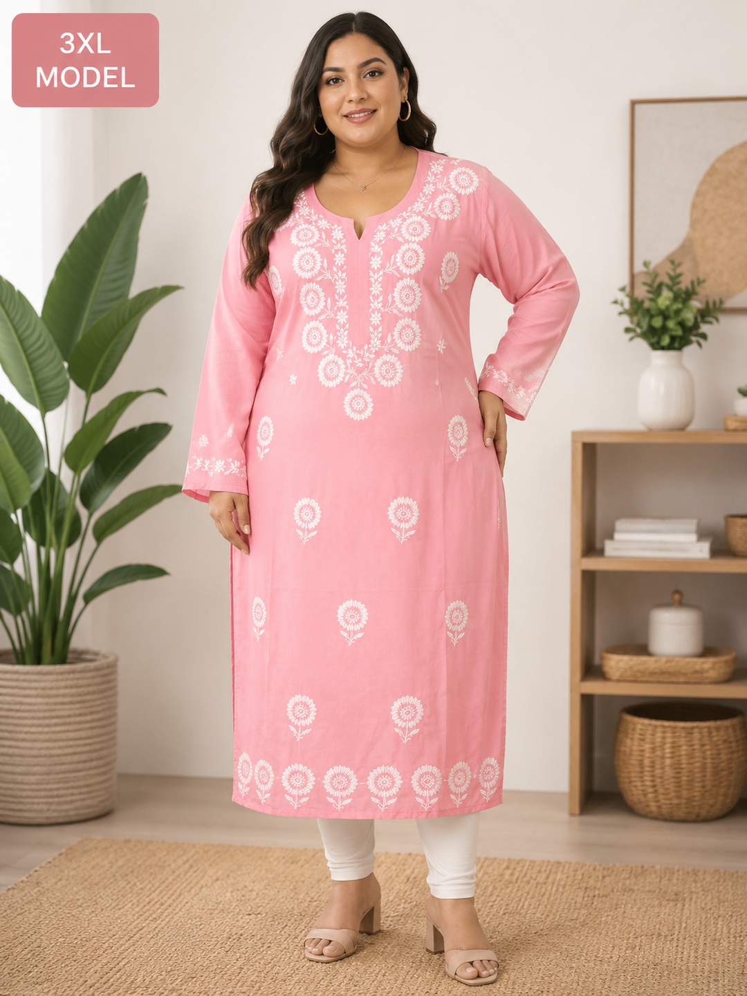 Peach modal Chikankari Kurta