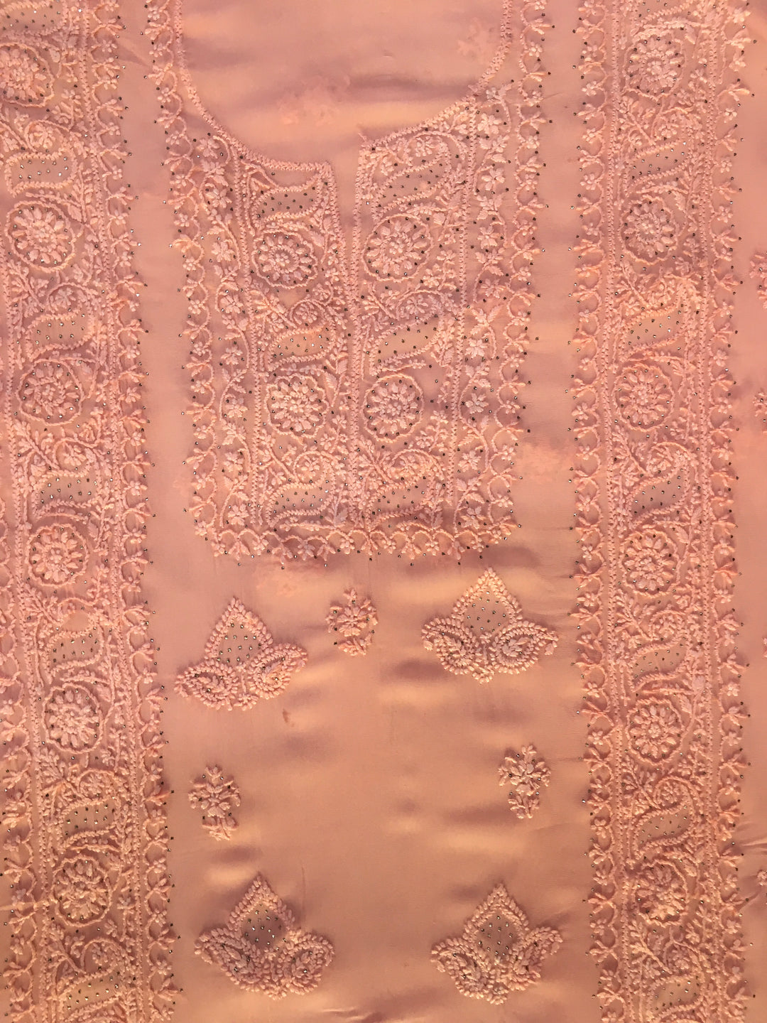 Peach Georgette Chikankari Kurta Duppata set