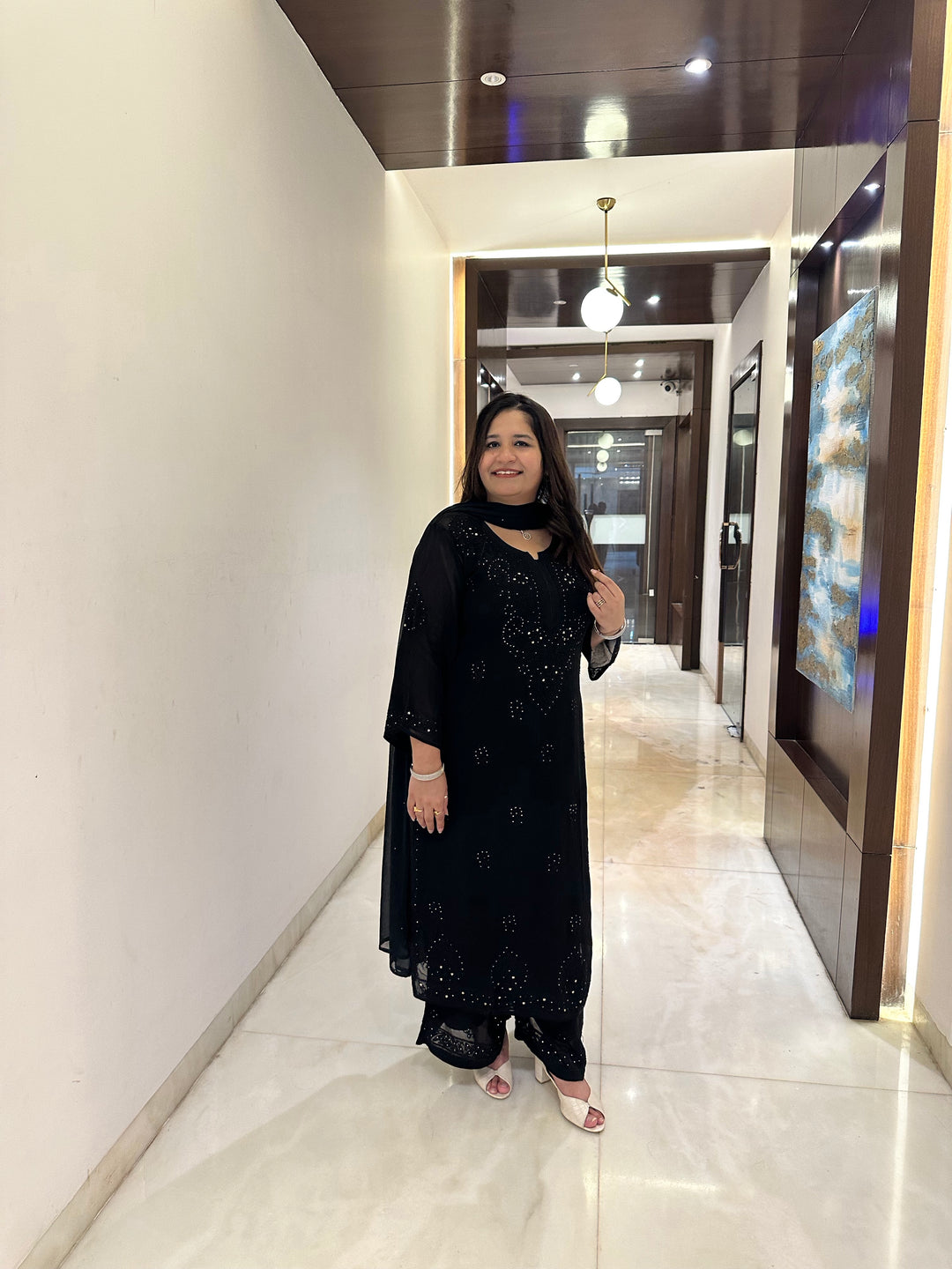 Black Chikankari Georgette Suit Set