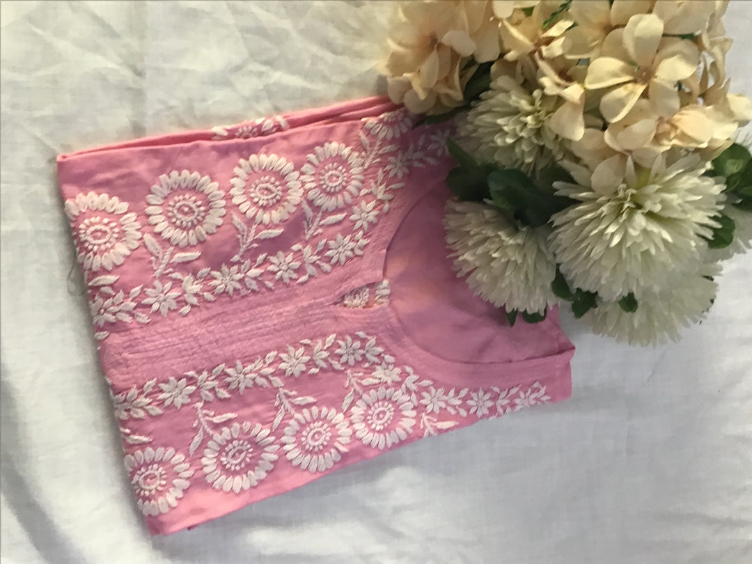 Peach modal Chikankari Kurta
