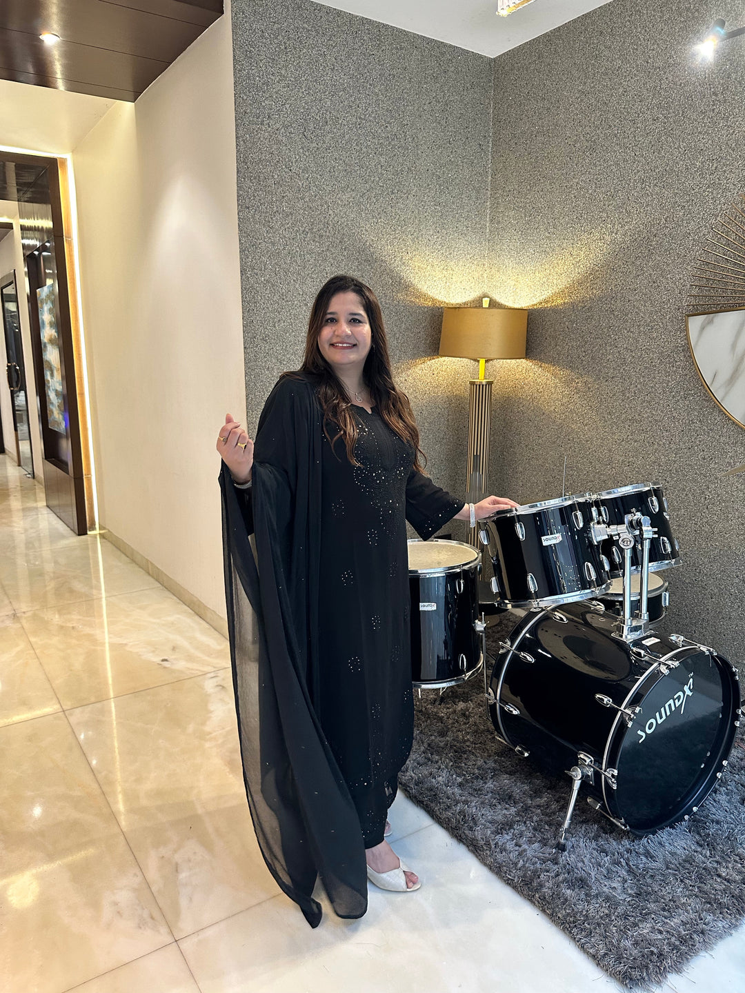 Black Chikankari Georgette Suit Set