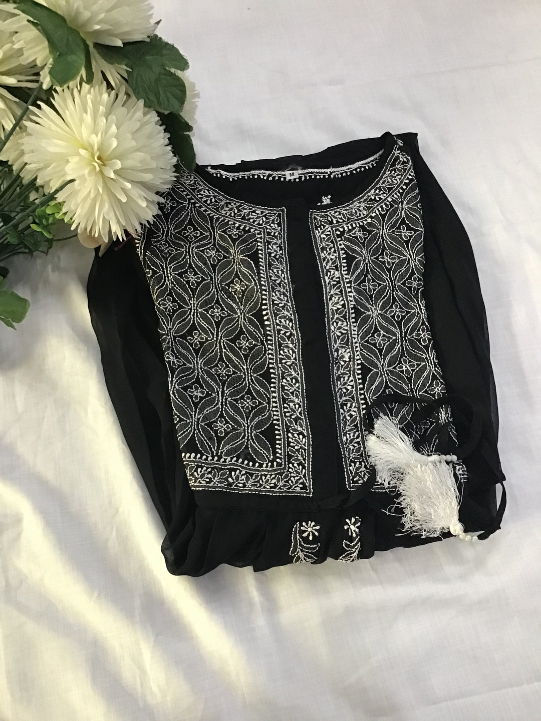 Black Georgette Chikankari kurta