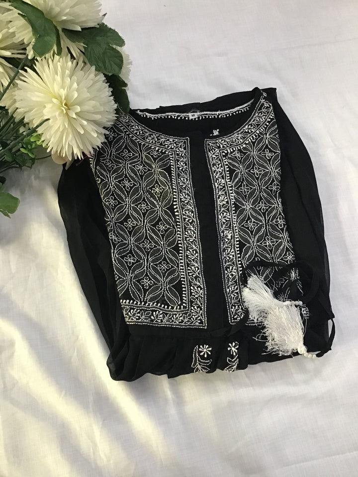 Black Georgette Chikankari kurta
