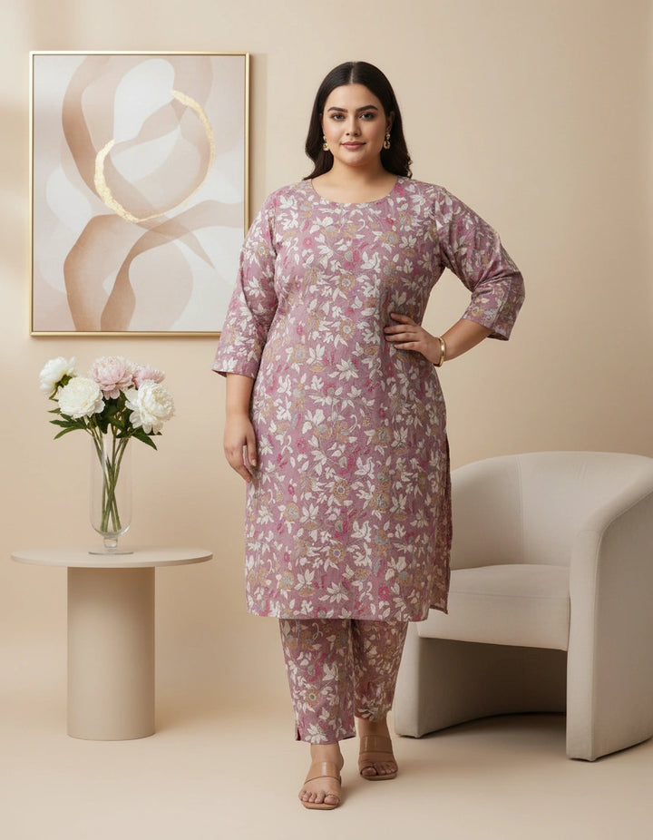 Mauve Printed Cotton Co-ord Set