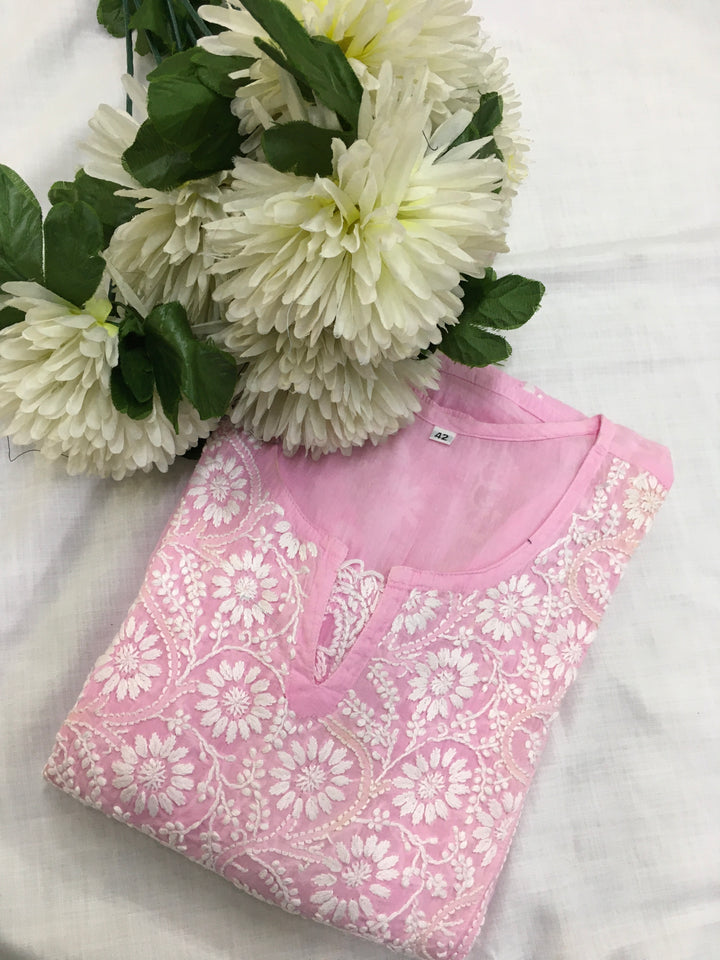 Light pink Cotton Chikankari Kurta