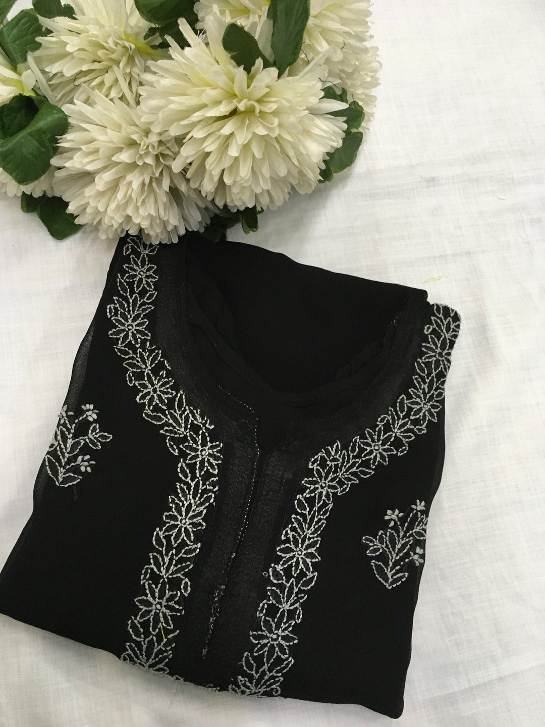 Black Georgette Chikankari Kurta