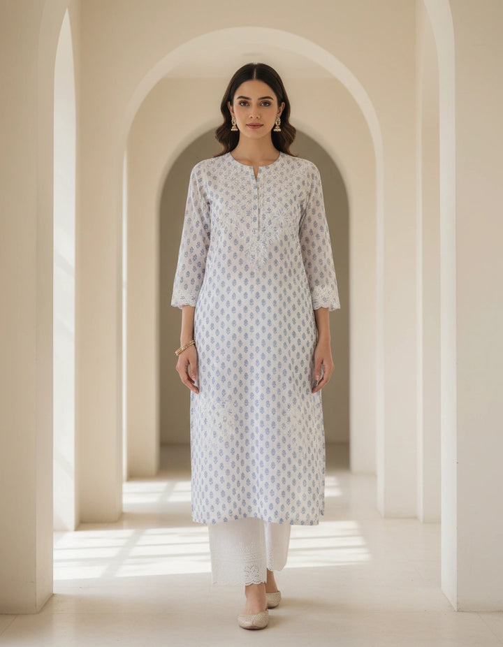 White Cotton Chikankari kurta