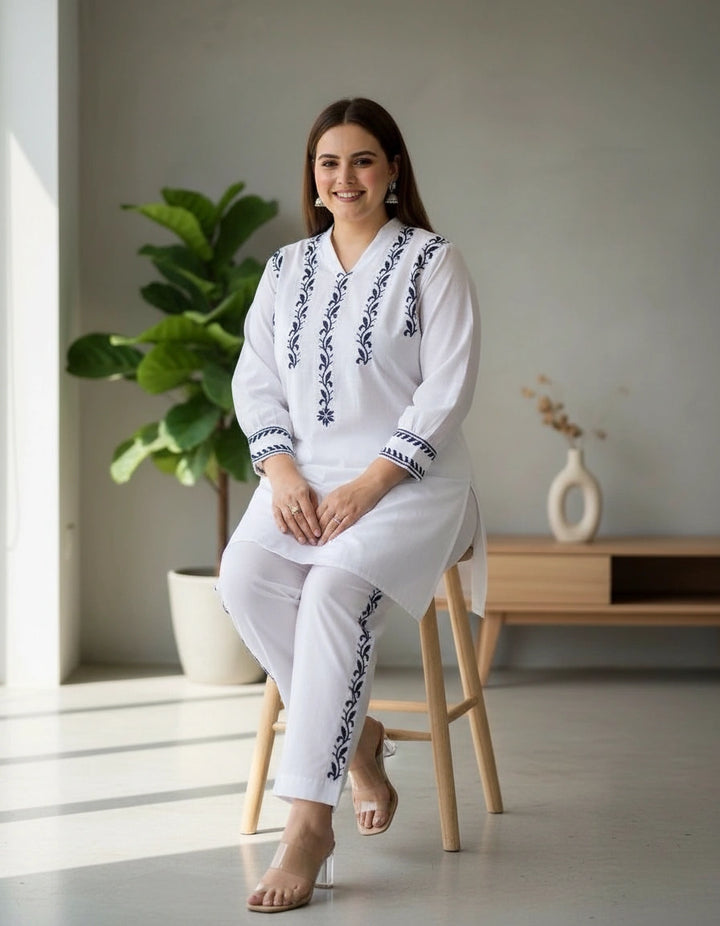White Chikankari Co-Ord Set