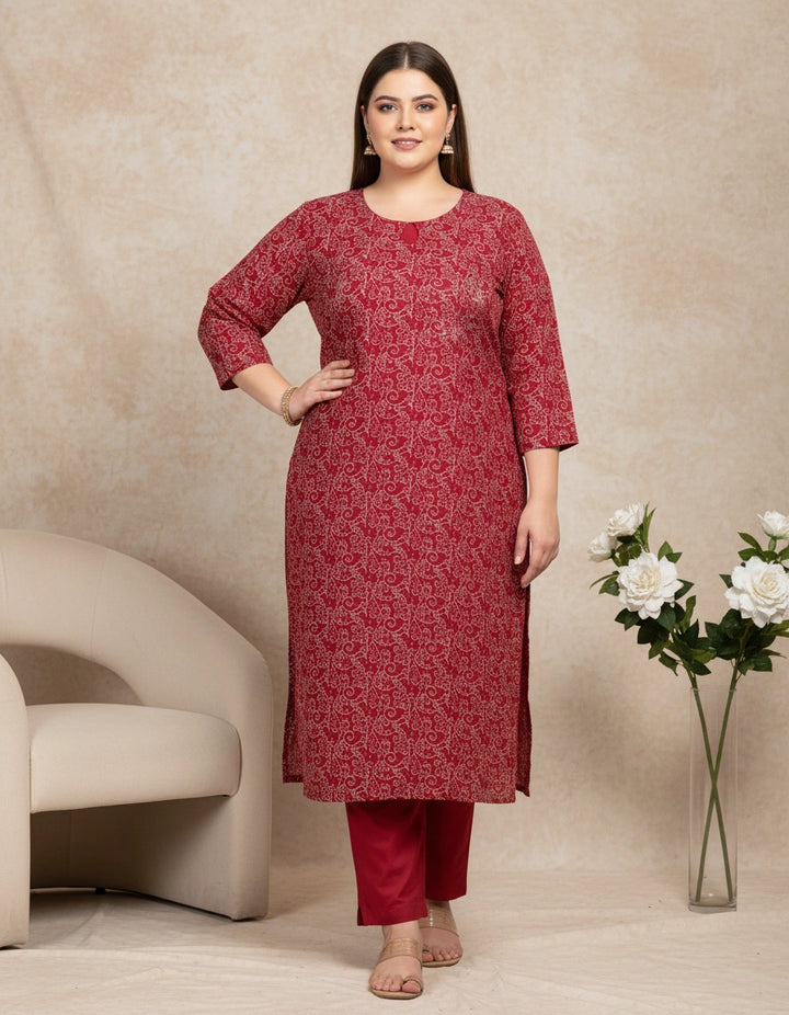 Maroon Chanderi Printed Set