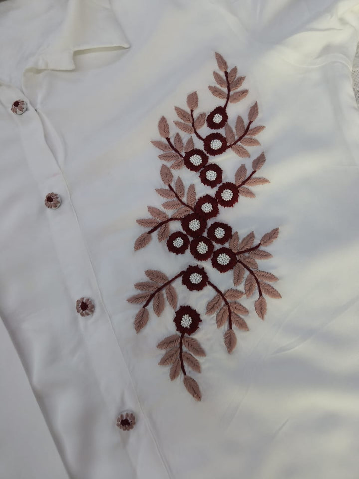 White rayon Chikankari short kurta