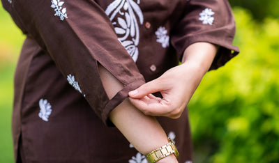 Dark Brown Chikankari Co-Ord Set -Custom Made