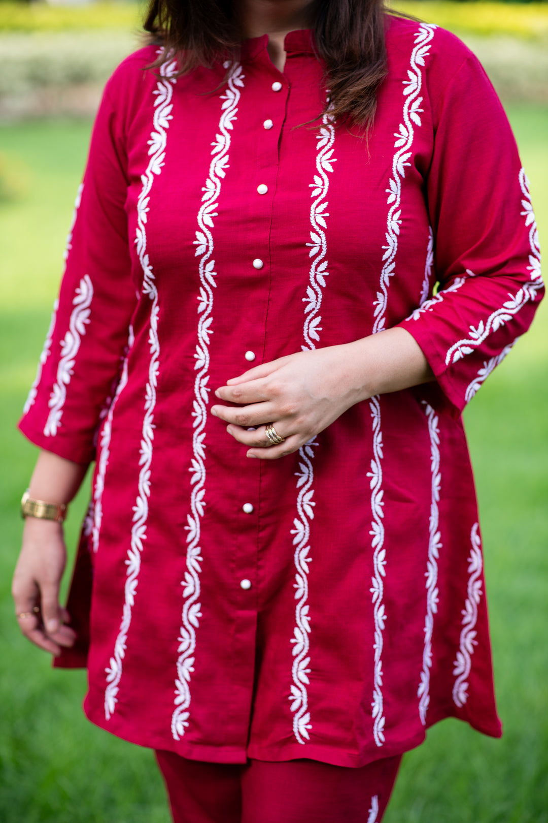 Maroon Chikankari Co-Ord Set