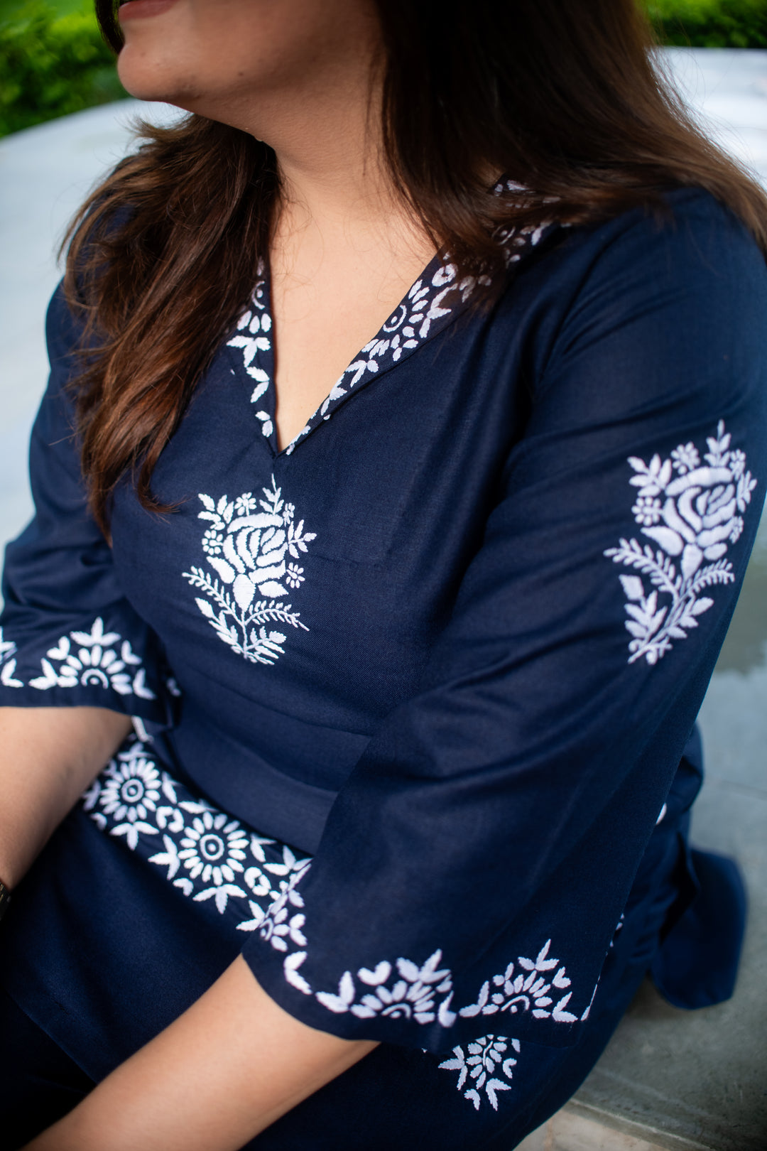 Navy Blue Chikankari Co-Ord Set