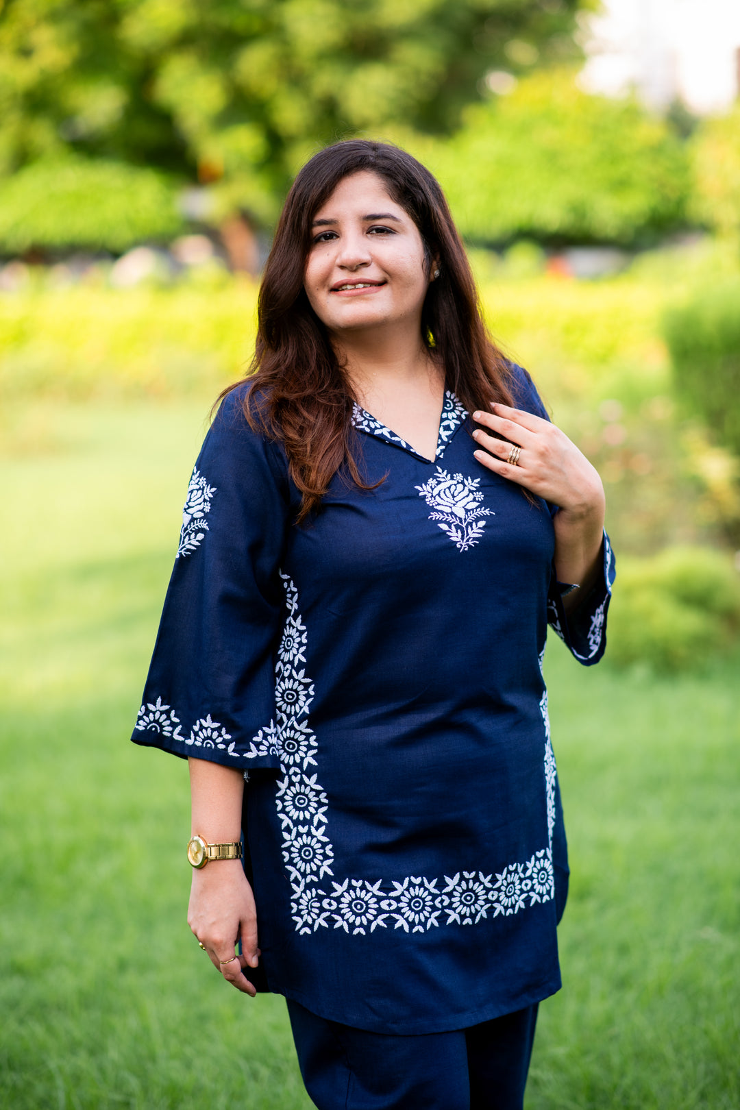 Navy Blue Chikankari Co-Ord Set