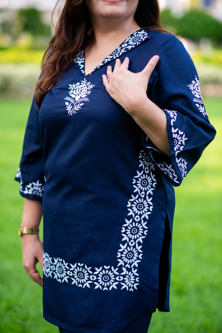 Navy Blue Chikankari Co-Ord Set