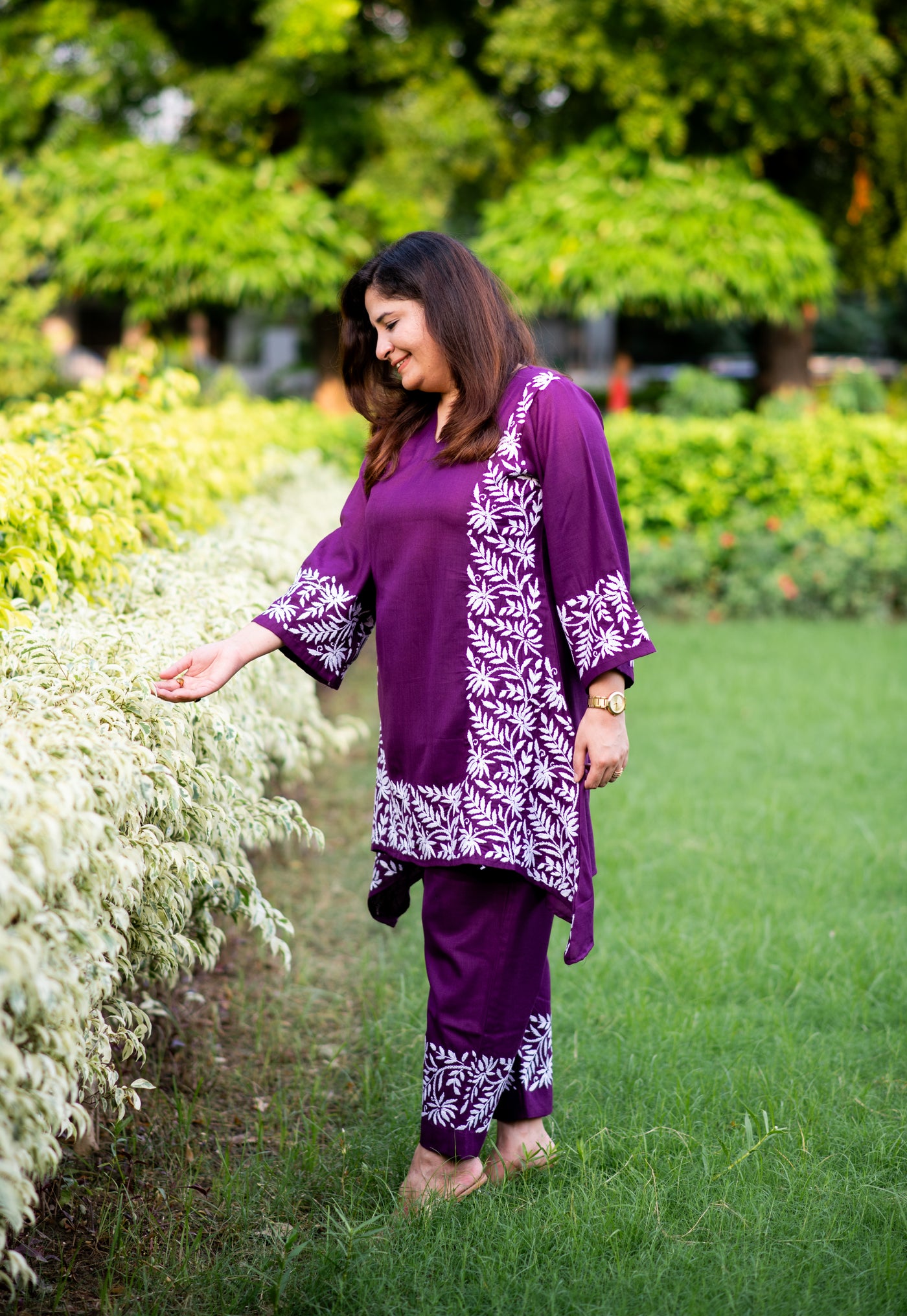 Purple Chikankari Co-Ord Set -Custom Made