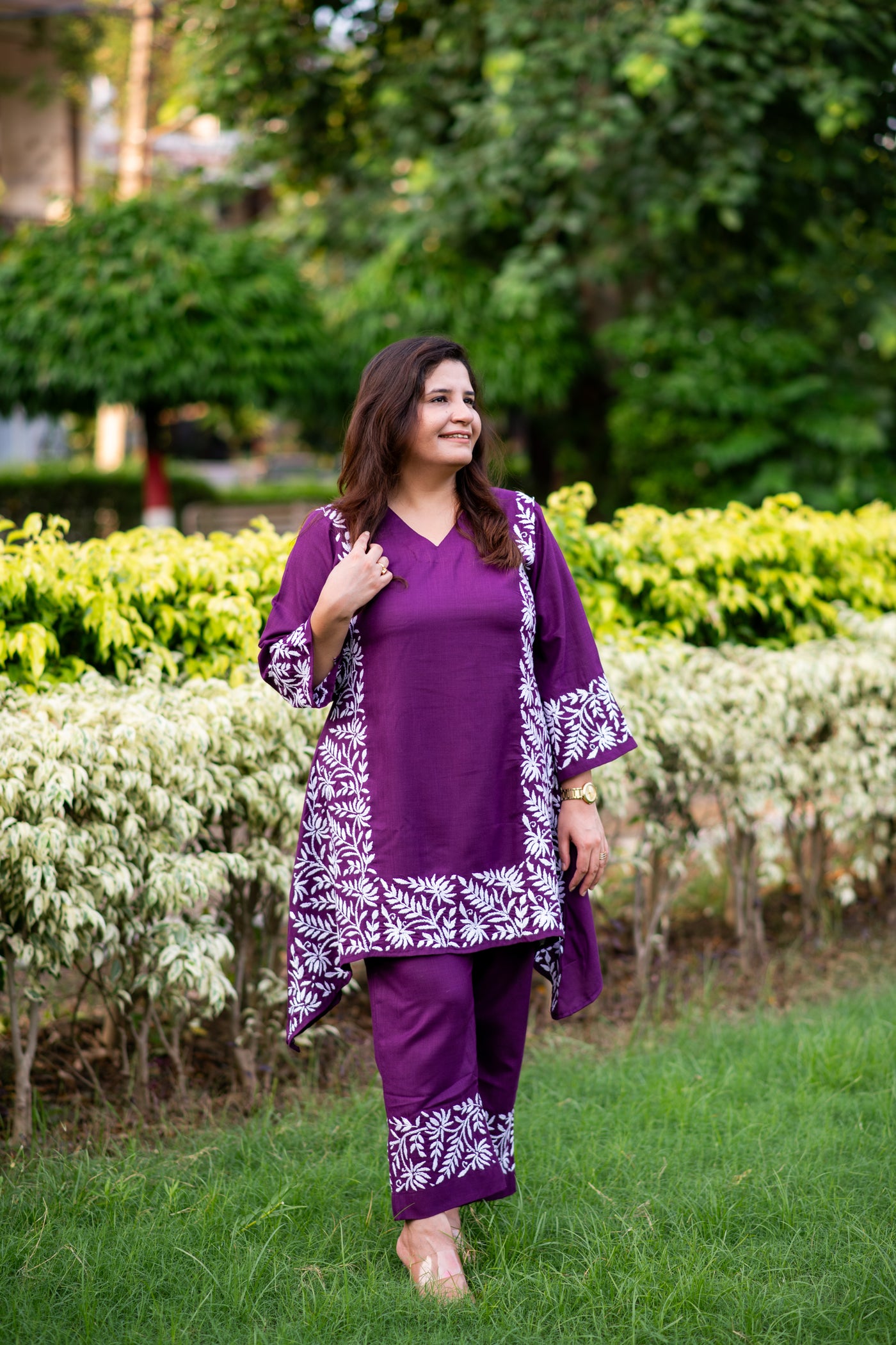 Purple Chikankari Co-Ord Set -Custom Made