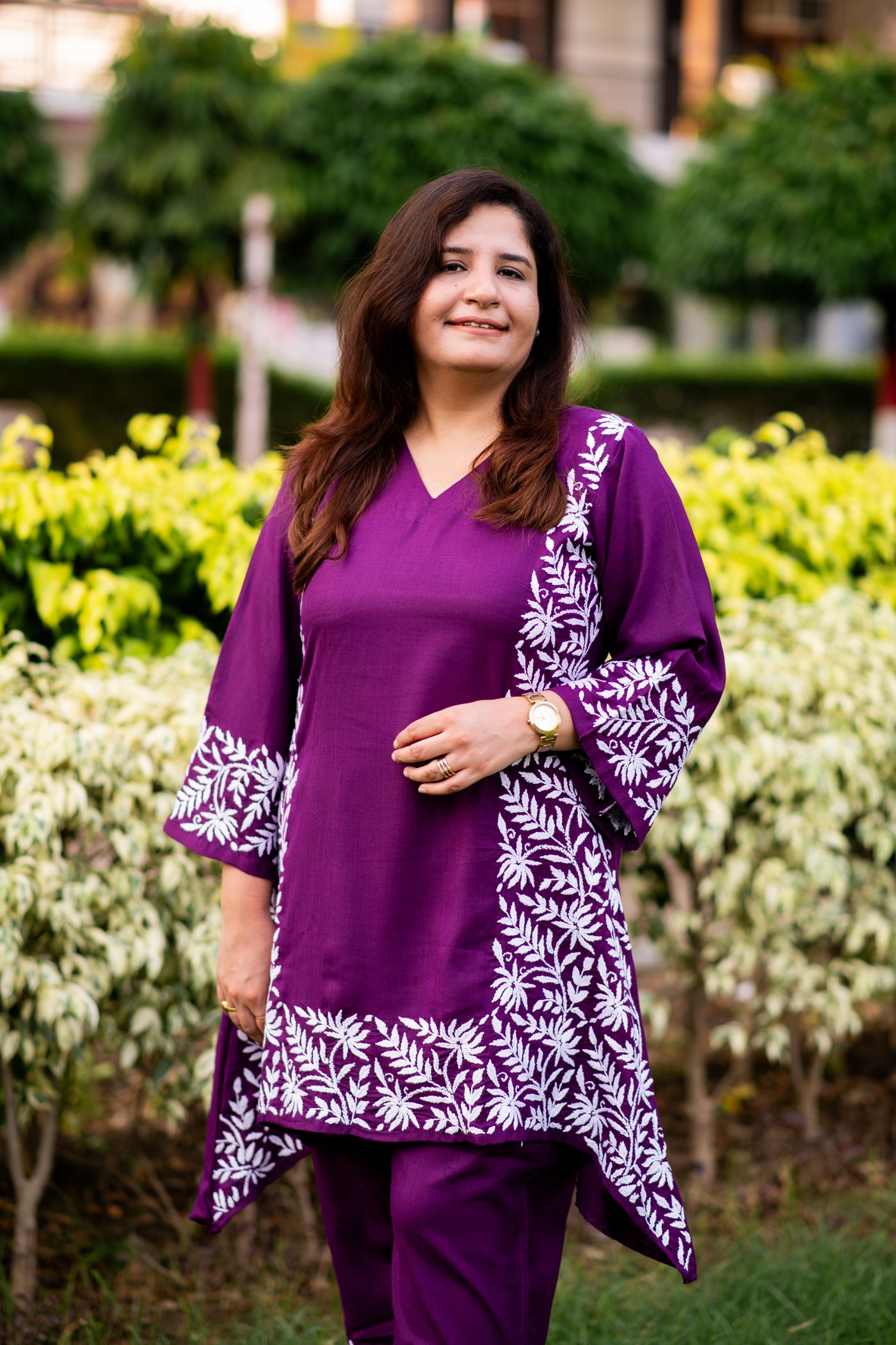 Purple Chikankari Co-Ord Set -Custom Made