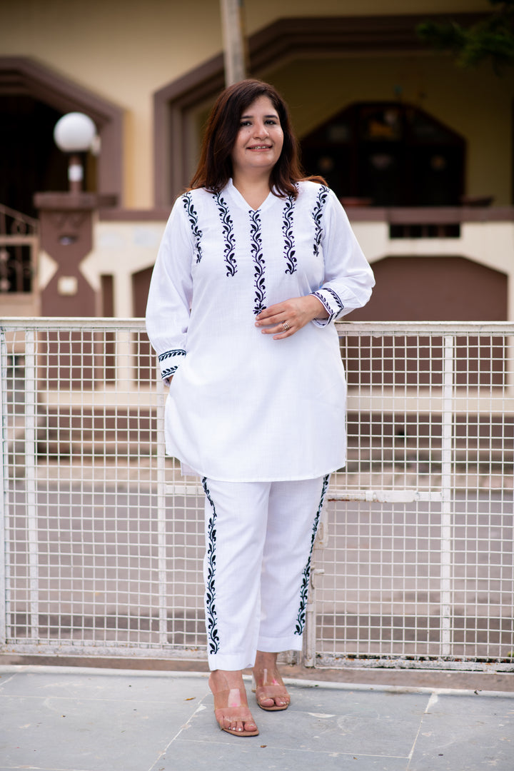 White Chikankari Co-Ord Set