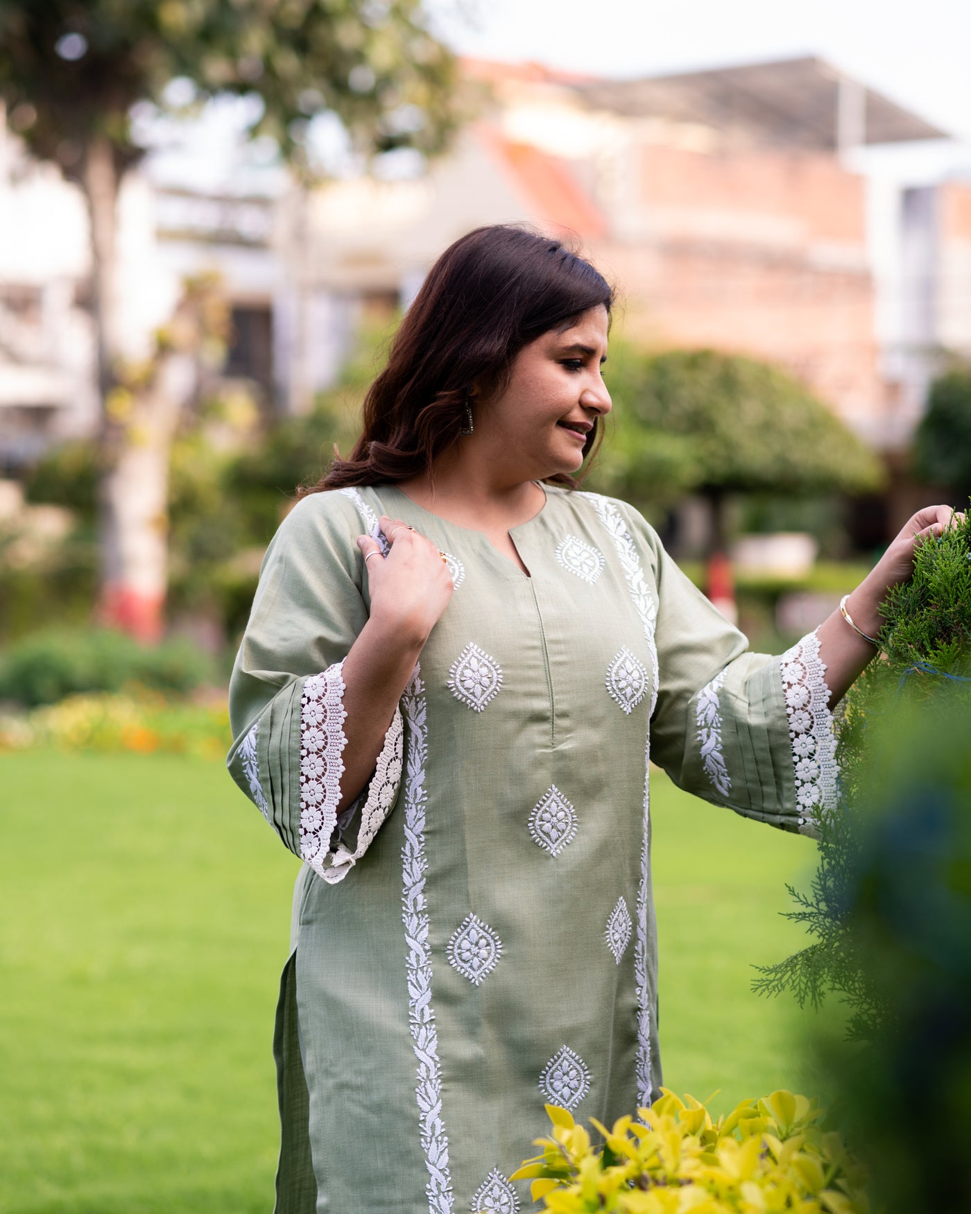 Light Green Chikankari Co-Ord Set - Custom Made