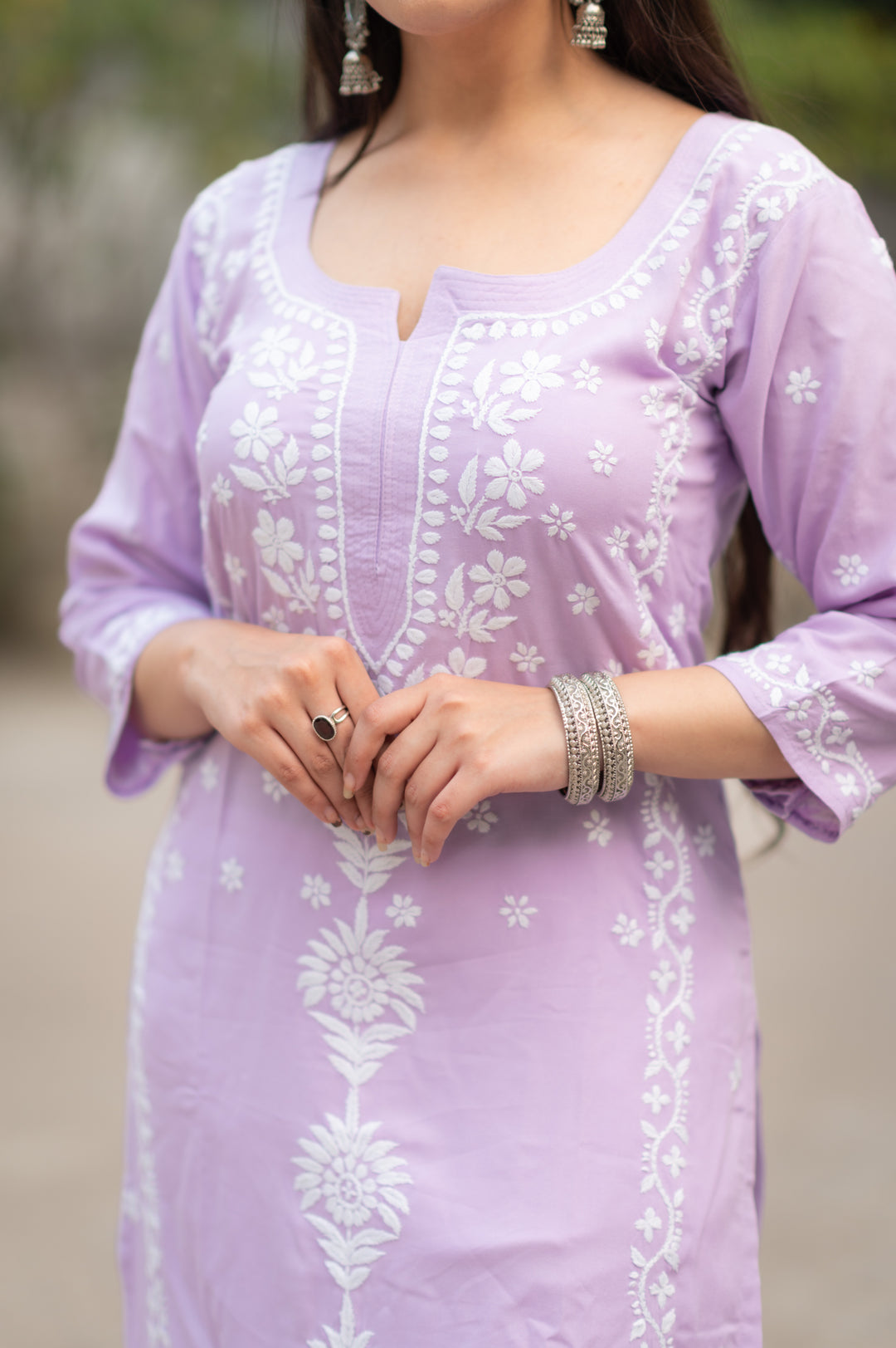 Lavender Rayon Chikankari Kurta