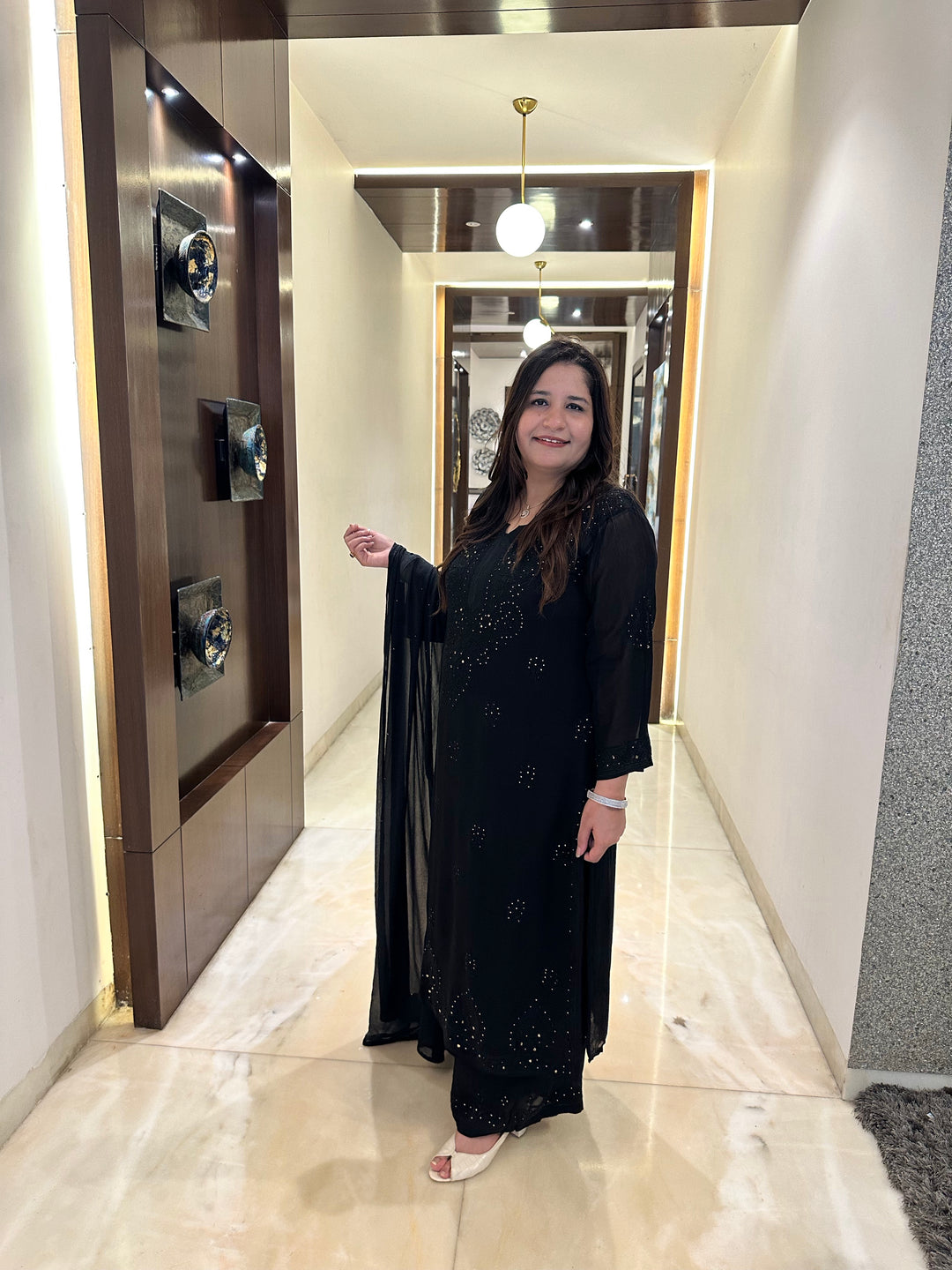 Black Chikankari Georgette Suit Set