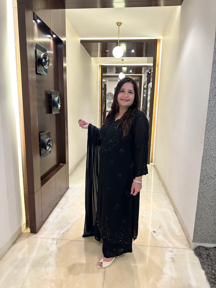 Black Chikankari Georgette Suit Set