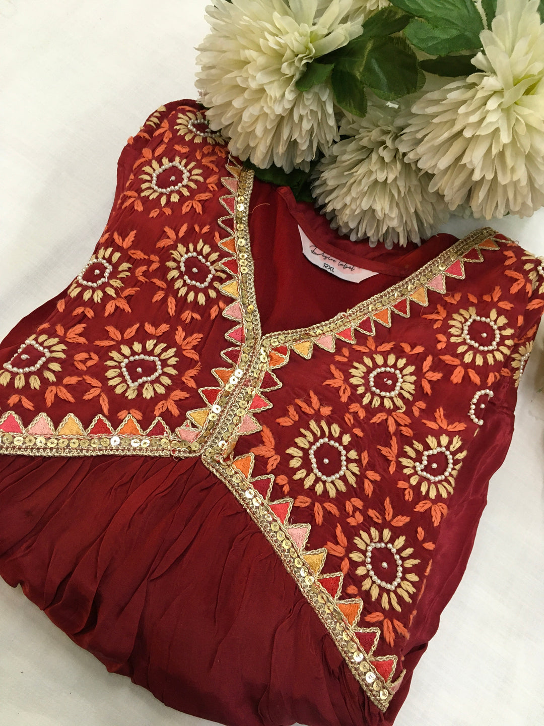 Rani pink Muslin Chikankari Kurta