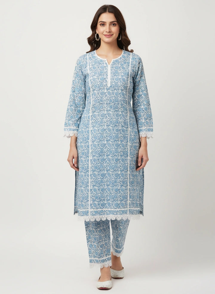 Blue Printed Cotton Set