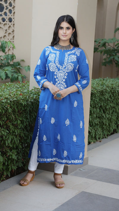 Blue Modal Chikankari Kurta