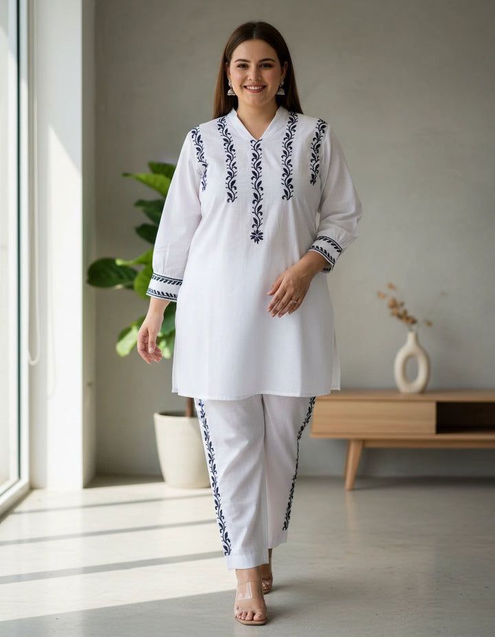 White Chikankari Co-Ord Set