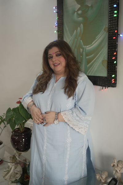 Sky Blue Chikankari Co-Ord Set