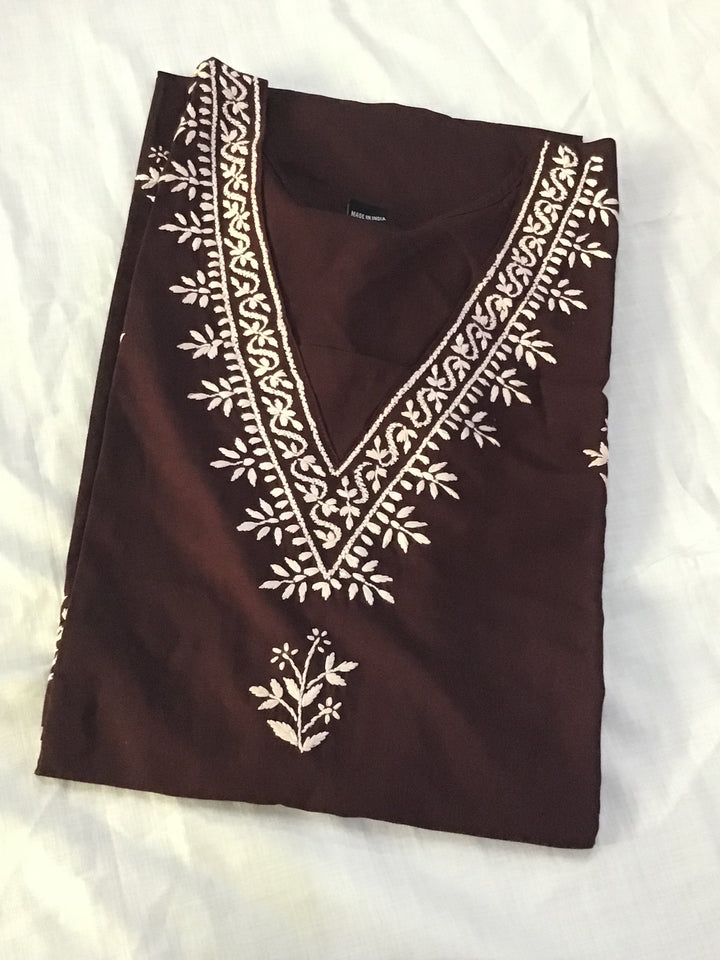 Brown rayon Chikankari Kurta