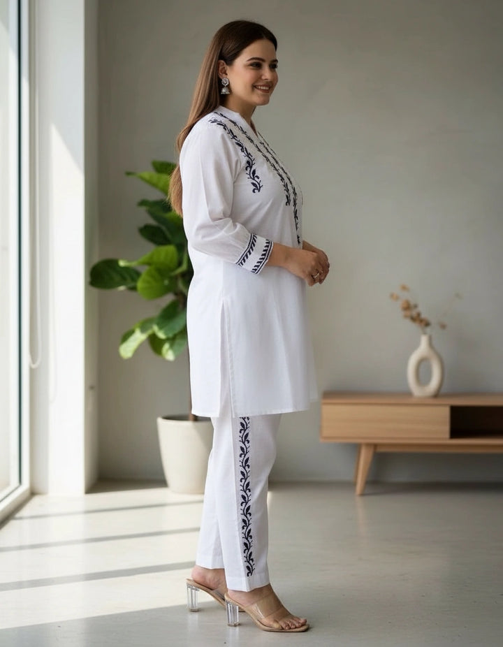 White Chikankari Co-Ord Set