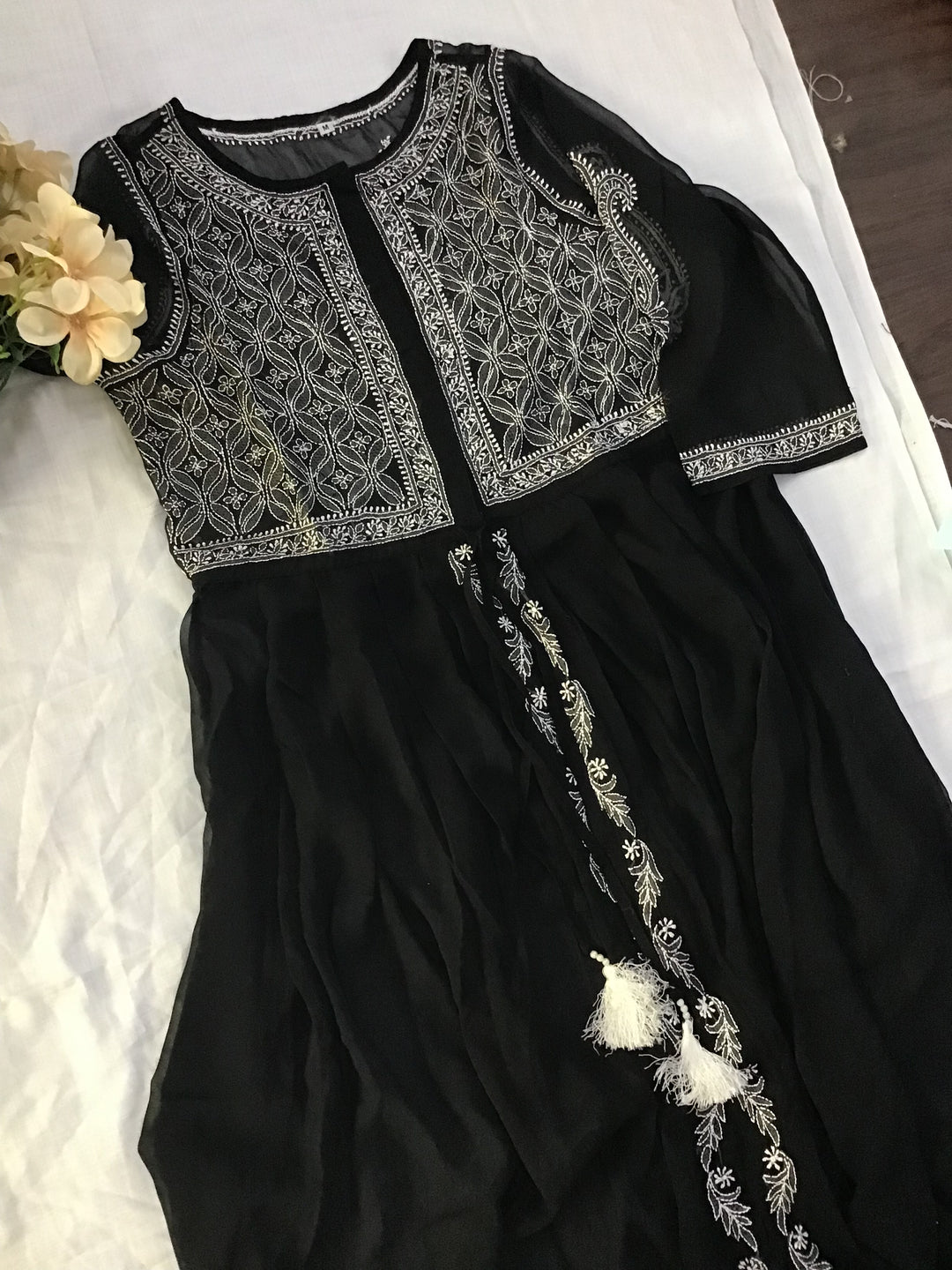 Black Georgette Chikankari kurta
