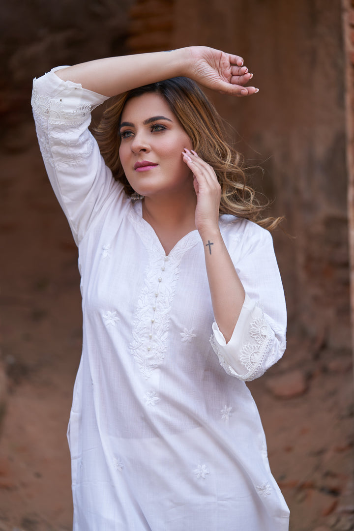 White Chikankari Co-Ord Set
