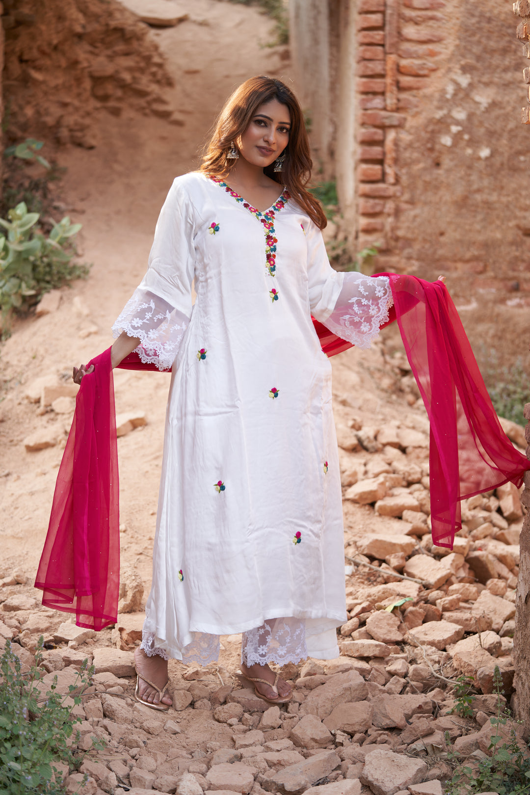White Muslin Chikankari Kurta