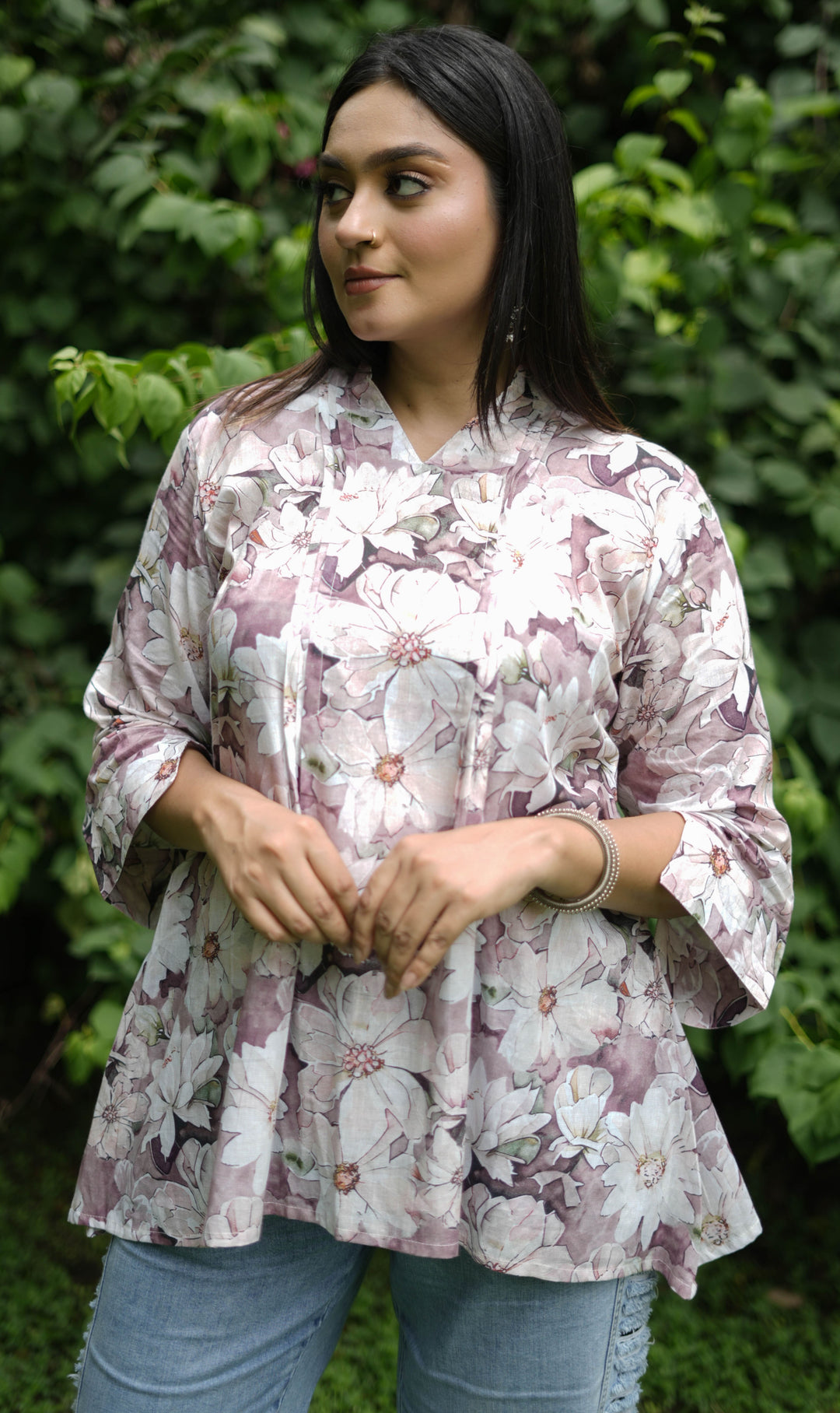 Mouve Printed Modal Cotton Short Kurta