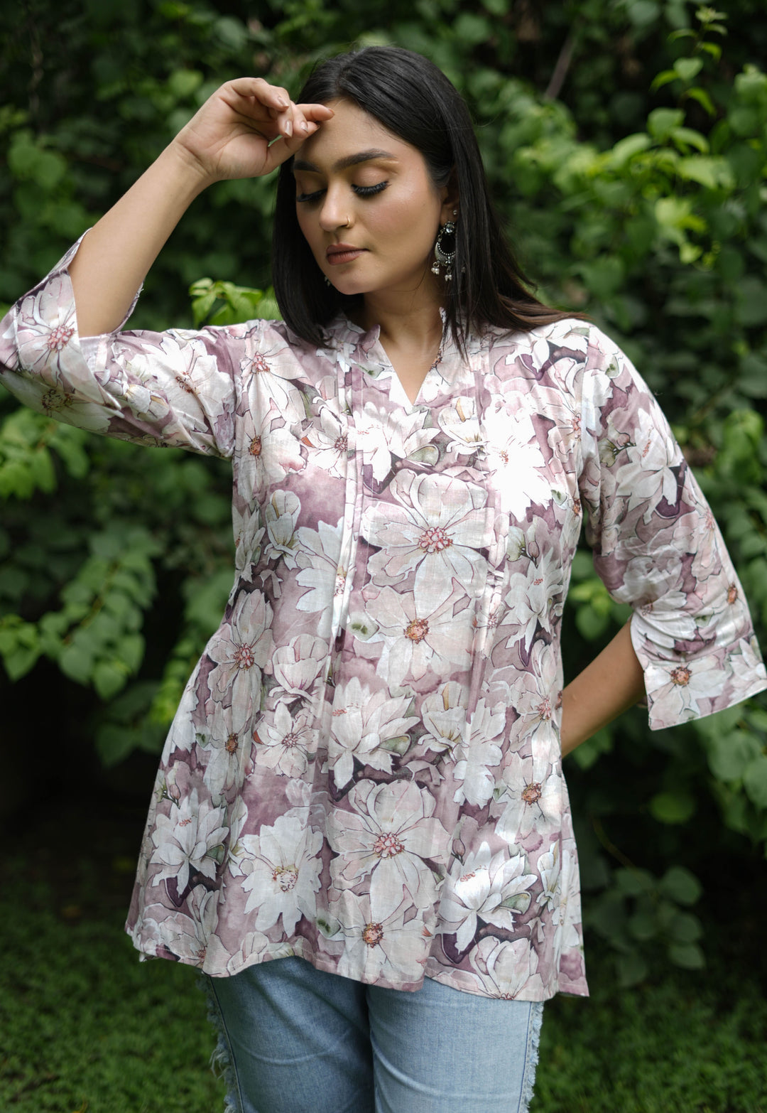 Mouve Printed Modal Cotton Short Kurta