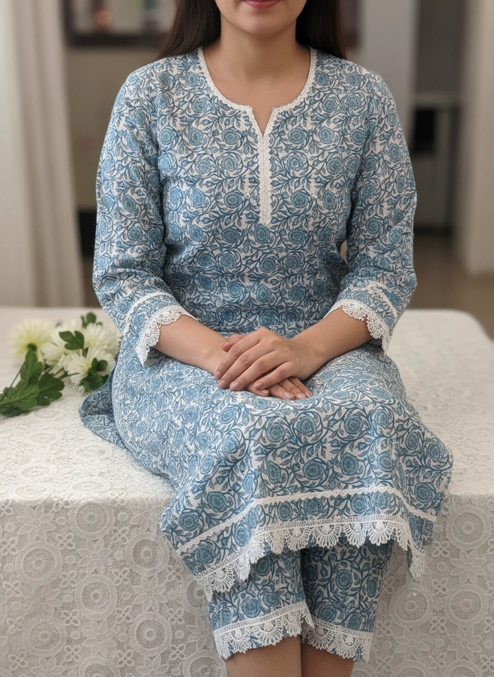 Blue Printed Cotton Set