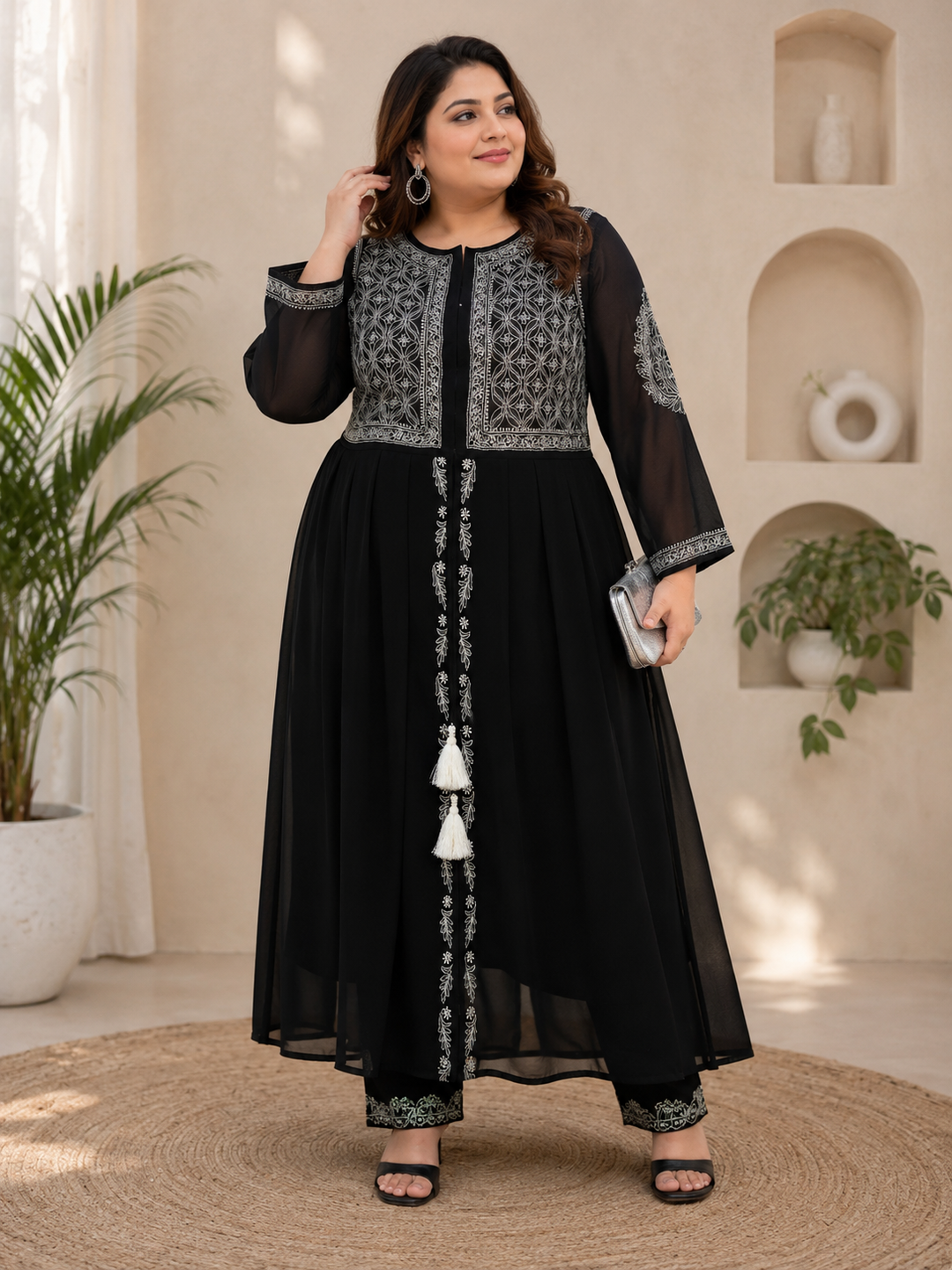 Black Georgette Chikankari kurta